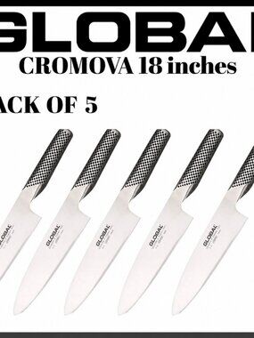 Global 8" Classic Stainless Steel Chef Knife – G2 Kitchen Cooking Knife pack 2